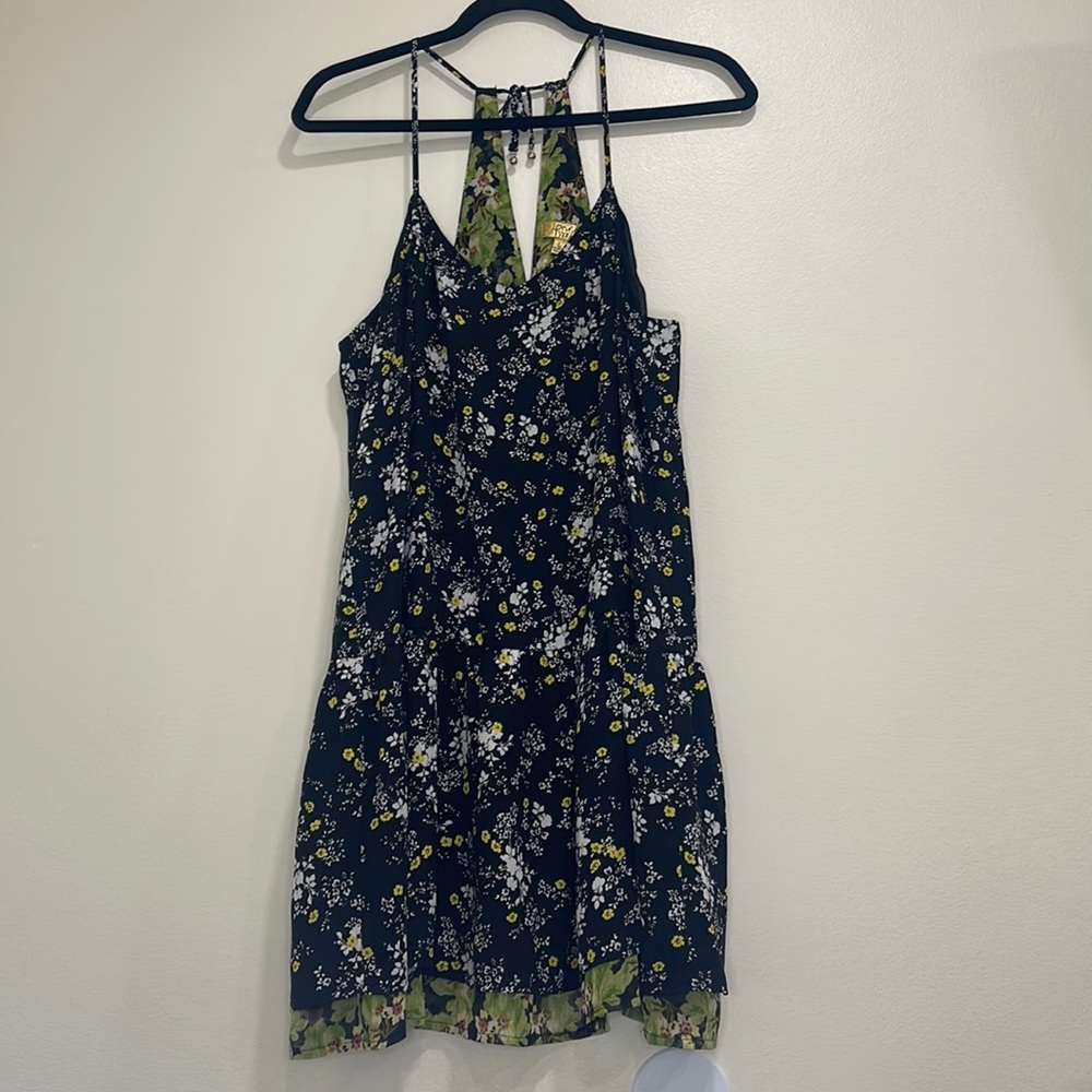 Cute black floral print summer dress